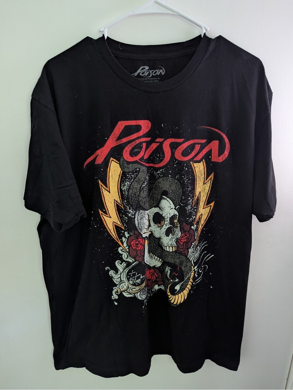 Poison Skull Roses Lightning Graphic Band T-Shirt Black